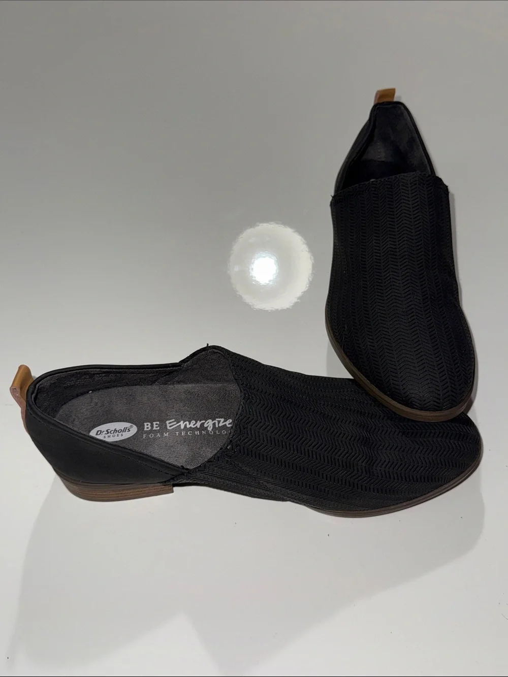 Dr Scholls Womens Black Goring Ruler Almond Toe Block Heel Slip On Dress Sz 8.5